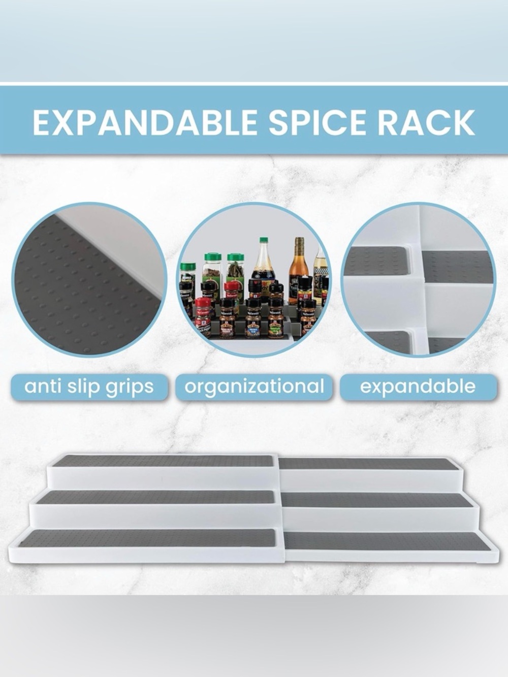 NEW - Expandable Spice Rack Organizer, 3-Tier - Picture 2 of 13